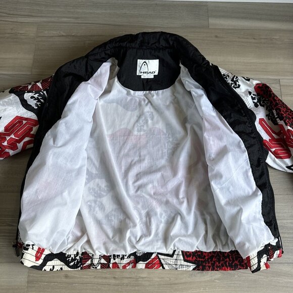 Vintage Head‎ Women's Windbreaker Tennis Jacket Black Red White Fully Lined Sz M - Picture 8 of 12